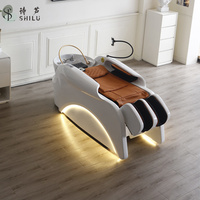 Fauteuil de lavage ShiLu moderne de luxe pour salon, table de massage électrique réglable intelligente, spa, structure en acier inoxydable et fibre de verre, revêtement PU
