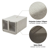 Organisateur de rangement pliable en tissu 22*34*16cm, mélange de coton, boîte de rangement pour placard avec maille visible pour vêtements, chaussettes, chaussures