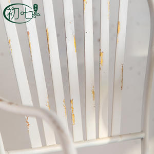 Retro Wrought Iron Garden <b>Chair</b> With Backrest Outdoor Leisure <b>Chair</b> For <b>Balcony</b> And Patio Use White Distressed Finish - Product Image 3