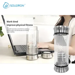 New Design Portable Ph Neutralization Glass Hydrogen Bottle Alkaline Water Filter Cup Mineral Water Bottle