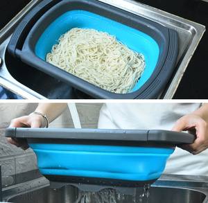 <span class=keywords><strong>Passoire</strong></span> pliable en <span class=keywords><strong>silicone</strong></span> au-dessus de l'évier avec poignée <span class=keywords><strong>rétractable</strong></span> pour la cuisine - Product Image 6