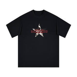 T-shirt ample à manches courtes et col rond en coton pour femmes, style japonais, imprimé étoiles et lettres - Product Image 4