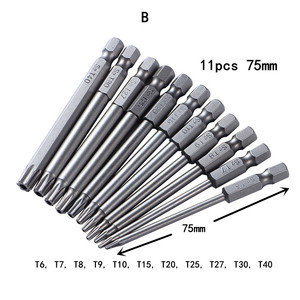 Juego de brocas magnéticas huecas de estrella de seguridad, mango hexagonal 1/4, puntas de Torx de agujero medio, puntas de destornillador de seis estrellas de 50mm, 75mm, 100mm y 150mm - Product Image 4