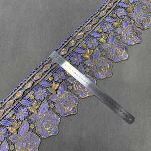 Zsy 19.5Cm 3D Polyester Trim Hóa Chất Biên Giới Ren Cắt Tỉa Đa Màu Sắc Hoa Thêu Ren Sequin Trang Trí Quần Áo Trim - Product Image 2