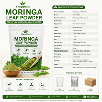 Poudre de feuilles de Moringa de qualité alimentaire supérieure, poudre végétale multi-usages, adaptée à la production de marques alimentaires