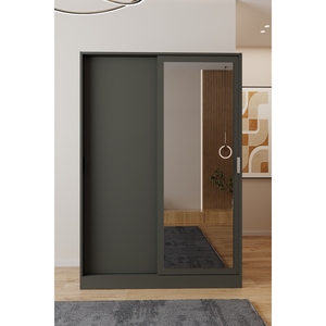 Perchero moderno gris antracita para colocar sobre la puerta con espejo y almacenamiento multifuncional para zapatos - Product Image 3