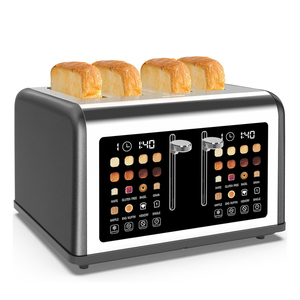 디지털 타이머가 있는 4 슬라이스 스테인리스 스틸 토스터, 듀얼 컨트롤 컬러 터치 패널, 8 음영 설정, 베이글, 제상, 재가열용 - Product Image 3