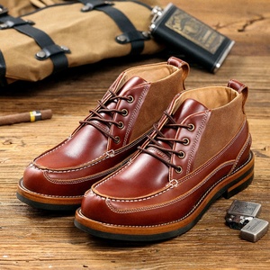 Botas de Trabajo de Cuero Genuino para Hombre, Estilo Retro, de Alta Calidad, para Invierno, con Suelas de Cuero Natural Hechas a Mano - Product Image 5