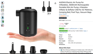 Bomba de Aire Portátil para Exteriores de 3600mAh, Inflador Eléctrico Multifuncional para Colchones Inflables, Anillos de Natación, Bolsas de Almacenamiento al Vacío, con Logotipo Personalizado, Modelo 2026 - Product Image 2
