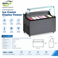 Vitrine Réfrigérée Commerciale pour Crèmes Glacées et Gelatos avec Plateau en Verre pour Café, Restaurant, Boutique