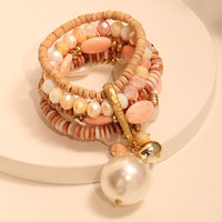Bracelet élastique en pierres naturelles, cristal, coquillages et acrylique pour femmes, fabriqué à la main, ensemble de bracelets superposables