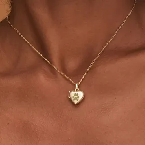 Персонализированный медальон в виде сердца на заказ, ожерелье в виде лапы для домашних животных, 18-каратное золото, медальон из нержавеющей стали, подарок для собаки, подарок