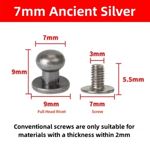 7Mm Vít Lại Nút Kim Loại Nhà Sư Đầu Núm Vú Đinh Tán Cho May Mặc Vành Đai Túi Đinh Tán May Da Phụ Kiện - Product Image 2