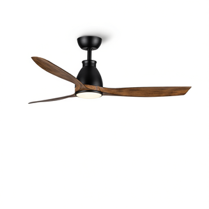 Ventilateur de plafond LED moderne de 52 pouces avec finition noire pour usage domestique, montage encastré, 3 pales, télécommande, moteur AC - Product Image 1