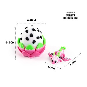 Œuf de dragon et ensemble de fruits en PLA imprimés en 3D - Figurine de jeu multicolore assemblée, ornement créatif et cadeau - Product Image 3