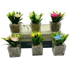 Mini trong nhà/ngoài trời nhân tạo Bonsai Chuối nhỏ nồi nhựa trang trí tùy chọn giáng sinh hoa thủy tinh ô liu bán buôn - Product Image 5