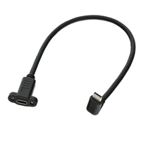 Kabel Ekstensi USB-C Male ke Female Kecepatan Tinggi untuk Panel Mount USB C Female 4K 100W ke Kabel 90 Derajat