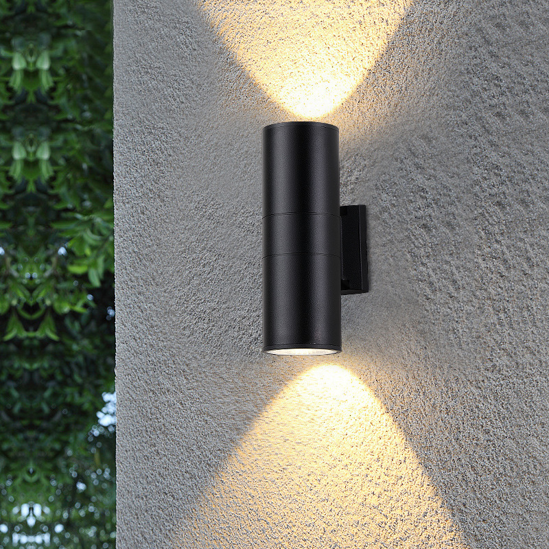LED Outdoor Round Wall Lamp, Single/Double Head Up-Down Spotlight, 12W/6W Waterproof Exterior Light for Courtyard
