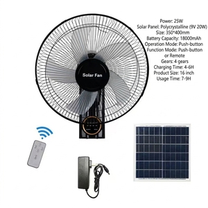 Solar Powered Rechargeable <b>Stand</b> <b>Fan</b> 16-Inch 5 Blades ABS Plastic Remote Control Energy Efficient Class for Home Office Outdoor - Product Image 3