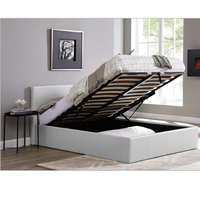 Coussin de style moderne bon marché, rangement relevable, tête de lit haute king size gris blanc noir, cadre rembourré en cuir avec rangement