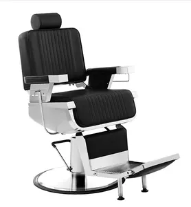 LUXMARS High Quality All Black Barber Chair Synthetic Leather With Wheels For Tall Barbers