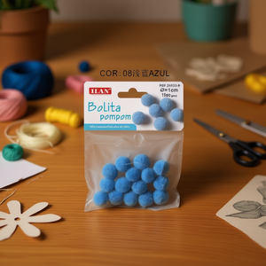 Iln <b>Wool</b> Pompom 1.5 Cm Light Blue <b>Craft</b> Decor 15Pc Approx - Product Image 3