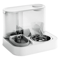 Distributeur automatique de nourriture et d'eau pour animaux de compagnie en plastique pour chats et chiens, rechargeable électriquement, design 2-en-1 arrondi anti-déversement