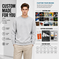 Sweat-shirt à col rond en molleton épais pour homme, hiver, brodé, imprimé, sérigraphié, logo personnalisé, uni, vierge, coupe oversize, décontracté