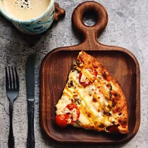 Plateau en bois d'ébène avec poignée, plateau de service en bois massif pour pizza, gâteau, steak, usage domestique, restaurant, hôtel - Product Image 1
