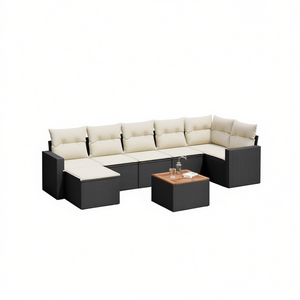 Conjunto de Sofá de Jardín de Ratán Negro Moderno con Cojines de Espuma de Alta Densidad, Muebles de Exterior de Diseño Contemporáneo, Impermeables - Product Image 1