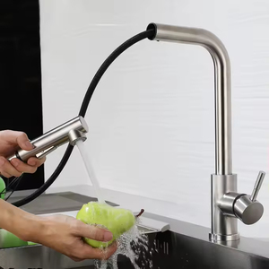 <span class=keywords><strong>Robinet</strong></span> de cuisine moderne en acier inoxydable avec douchette extractible, mitigeur monocommande à ressort pour évier, idéal pour hôtels et commerces - Product Image 5