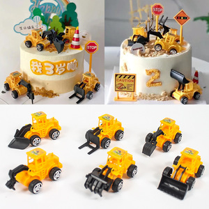 Miniature Construction Vehicles 6 Pieces Plastic Reusable Cake Decoration Birthday Party Supply - Product Image 5