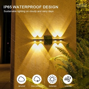 Lámpara Solar de Pared LED para Exteriores, Impermeable, Decorativa, con Iluminación Superior e Inferior para Pared, Porche, Balcón, Jardín y Calle - Product Image 4