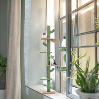 Arbre à chat d'intérieur écologique de luxe en bois, tour à chat réglable en hauteur, avec condo pour chat et poteau à gratter en sisal, grand modèle du sol au plafond