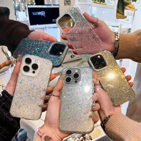 Coque de téléphone transparente scintillante à succès pour iPhone 16 14 Pro Max, coque de téléphone souple transparente antichoc en TPU