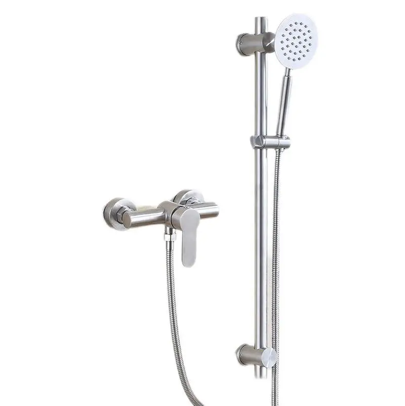 Wholesale stainless steel wall-mounted simple shower set with adjustable slide bar