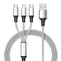 Câble de charge multiple 3 en 1 Cordon de chargeur rapide tressé en nylon pour plusieurs appareils avec type C et micro USB