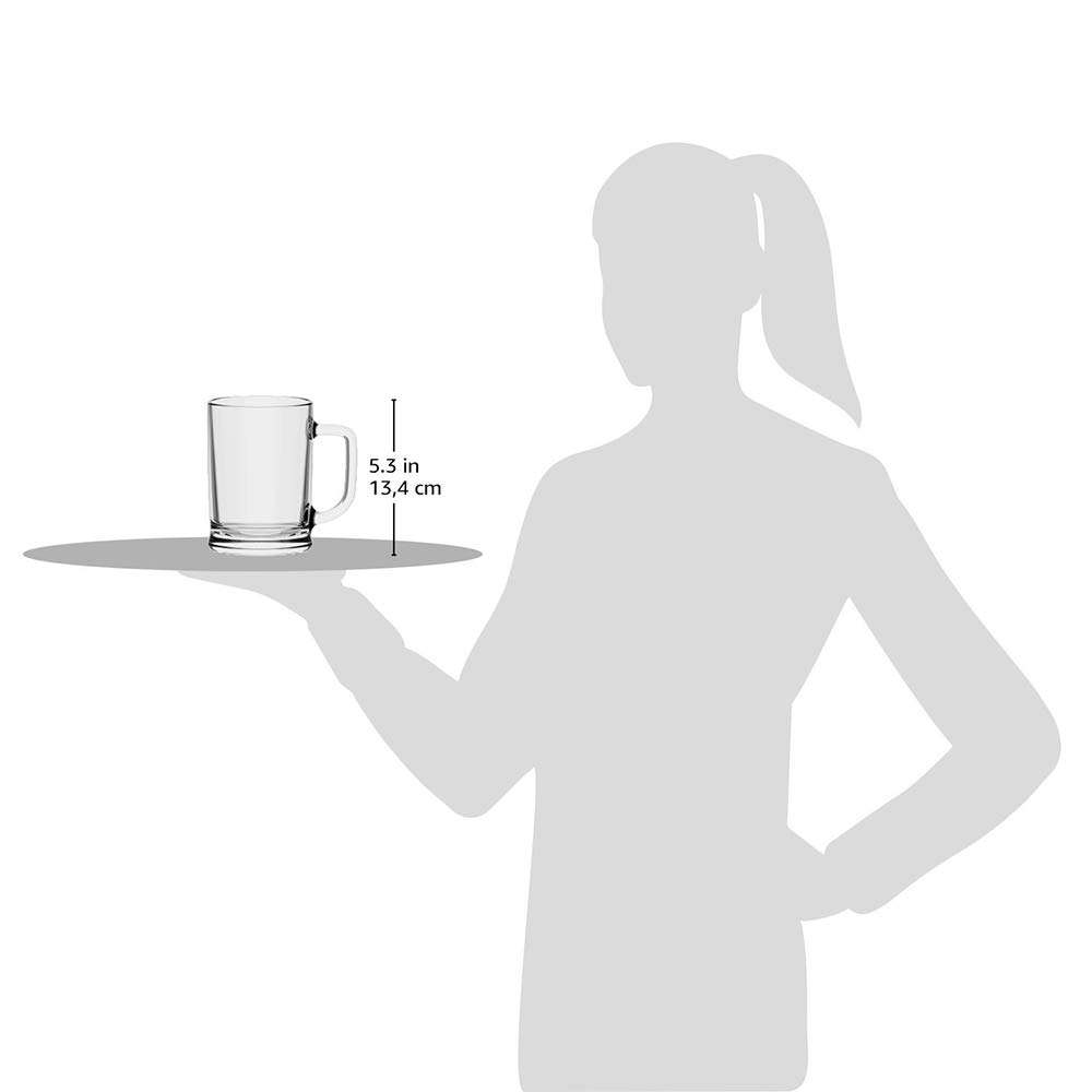 Commercial 16 Ounce Glass Beer Stein Mugs with Handle - Set of 6, Clear