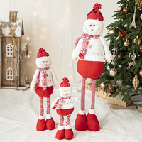 Bonhomme de neige en tissu rouge extensible pour Noël, poupée Père Noël, ornement d'arbre de Noël, décoration de vitrine