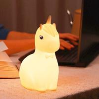 Mini lampes tactiles en silicone licorne, LED USB, mignonnes, pour chambre d'enfant, cadeau pour enfant, petite lampe de chevet portable pour chambre d'enfant.