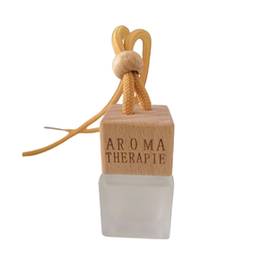 Logotipo personalizado 8ml claro cuadrado en forma de coche colgante difusor Aroma aceite botella de perfume de vidrio con tapa de madera - Product Image 2
