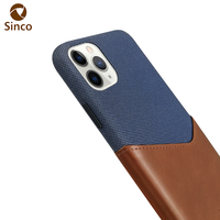 Étui de téléphone en cuir véritable et tissu doux, design sans portefeuille avec poche pour cartes, pour iPhone 15 16 17 18 OEM
