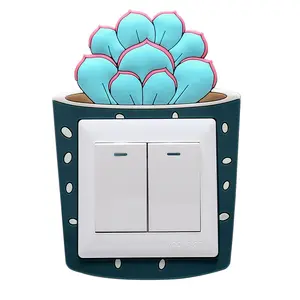 Muurstickers Aan-uit Schakelaar Stickers Lichtgevende Lichtschakelaar Outlet Decals Kinderkamer Home Decor Leuke Cartoon 3D Cactus fluorescerende