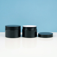 Pots en plastique noir pour crème de soin 250 ml, pots en PET pour crème corporelle exfoliante avec couvercle et insert