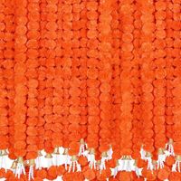 Dekorasi Pernikahan Tradisional India, Untaian Bunga Marigold Buatan dengan Lonceng, Untaian Bunga Buatan, Dekorasi Rumah untuk Mehndi dan Haldi