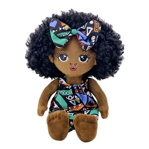 Boneka bayi hitam, gaya Afrika perempuan kain lap gaun dengan boneka lembut lucu