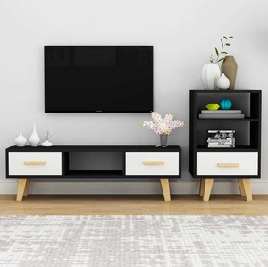 Soporte de <span class=keywords><strong>TV</strong></span> de lujo nórdico Simple <span class=keywords><strong>y</strong></span> moderno, tamaño pequeño para casa de alquiler estrecha, combinación de luz para sala de estar, gabinete lateral para almacenamiento - Product Image 4
