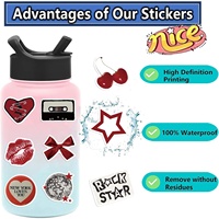 Paquete de Pegatinas Estéticas para Chicas, Estilo Y2K, Resistentes al Agua y a la Decoloración, Ligeras, de Vinilo (50 Unidades) para Adolescentes