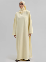 Robe Abaya en coton pour femme, collection automne-hiver, coupe élégante, col rond, manches longues, robe modeste