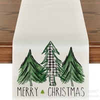 Chemin de Table de Noël 13x72 Pouces Direct Usine, en Lin Végétal, Isolé et Anti-Taches pour Décorations de Fêtes
